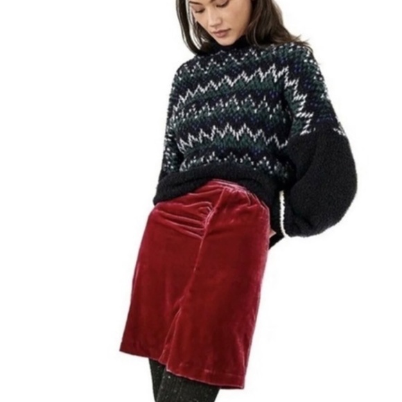Anthropologie Dresses & Skirts - Anthropologie red velvet mini skirt. Fall wardrobe. Size 10.